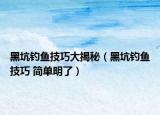 黑坑釣魚(yú)技巧大揭秘（黑坑釣魚(yú)技巧 簡(jiǎn)單明了）