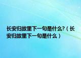 長(zhǎng)安歸故里下一句是什么?（長(zhǎng)安歸故里下一句是什么）
