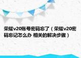 榮耀v20賬號密碼忘了（榮耀v20密碼忘記怎么辦 相關(guān)的解決步驟）