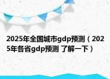 2025年全國(guó)城市g(shù)dp預(yù)測(cè)（2025年各省gdp預(yù)測(cè) 了解一下）