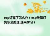 esp燈亮了怎么辦（esp故障燈亮怎么處理 速來學(xué)習(xí)）