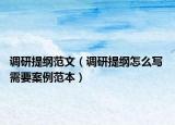 調(diào)研提綱范文（調(diào)研提綱怎么寫(xiě) 需要案例范本）