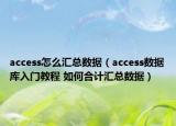 access怎么匯總數(shù)據(jù)（access數(shù)據(jù)庫入門教程 如何合計匯總數(shù)據(jù)）