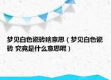 夢見白色瓷磚啥意思（夢見白色瓷磚 究竟是什么意思呢）