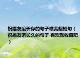 祝福友誼長存的句子唯美超短句（祝福友誼長久的句子 喜歡就收藏吧）