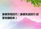 象棋常用技巧（象棋實(shí)戰(zhàn)技巧 趕緊收藏起來）