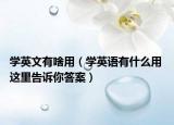 學(xué)英文有啥用（學(xué)英語有什么用 這里告訴你答案）