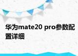 華為mate20 pro參數(shù)配置詳細