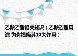 乙酸乙酯相關(guān)知識(shí)（乙酸乙酯用途 為你揭曉其14大作用）