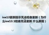 ios13更新提示無法檢查更新（為什么ios13.1檢查無法更新 什么原因）