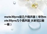 mate30pro是幾個揚聲器（華為mate30pro幾個揚聲器 大家可以看一看）
