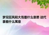夢(mèng)見(jiàn)狂風(fēng)和大雪是什么意思 這代表著什么寓意