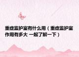 重癥監(jiān)護(hù)室有什么用（重癥監(jiān)護(hù)室作用有多大 一起了解一下）