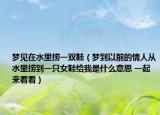夢(mèng)見在水里撈一雙鞋（夢(mèng)到以前的情人從水里撈到一只女鞋給我是什么意思 一起來看看）