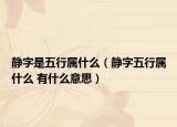 靜字是五行屬什么（靜字五行屬什么 有什么意思）
