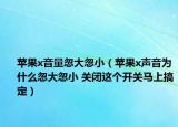 蘋(píng)果x音量忽大忽小（蘋(píng)果x聲音為什么忽大忽小 關(guān)閉這個(gè)開(kāi)關(guān)馬上搞定）
