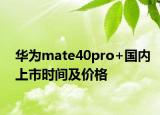 華為mate40pro+國(guó)內(nèi)上市時(shí)間及價(jià)格