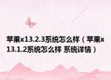 蘋果x13.2.3系統(tǒng)怎么樣（蘋果x13.1.2系統(tǒng)怎么樣 系統(tǒng)詳情）