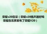 榮耀v20音量（榮耀v20揚(yáng)聲器好嗎 榮耀在北京發(fā)布了榮耀V20）