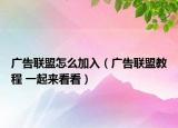 廣告聯(lián)盟怎么加入（廣告聯(lián)盟教程 一起來(lái)看看）