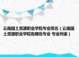 云南國(guó)土資源職業(yè)學(xué)院專業(yè)排名（云南國(guó)土資源職業(yè)學(xué)院有哪些專業(yè) 專業(yè)列表）