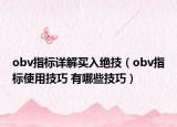 obv指標詳解買入絕技（obv指標使用技巧 有哪些技巧）