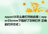 oppor15怎么看打開的應(yīng)用（oppor15xrom下載好了怎樣打開 正確的打開方式）
