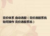 競(jìng)價(jià)體系 自動(dòng)選股（競(jìng)價(jià)選股系統(tǒng)如何操作 競(jìng)價(jià)選股系統(tǒng)）