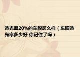 透光率20%的車(chē)膜怎么樣（車(chē)膜透光率多少好 你記住了嗎）
