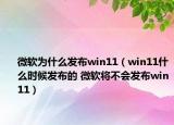 微軟為什么發(fā)布win11（win11什么時候發(fā)布的 微軟將不會發(fā)布win11）