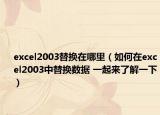 excel2003替換在哪里（如何在excel2003中替換數(shù)據(jù) 一起來了解一下）