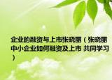 企業(yè)的融資與上市張曉麗（張曉麗中小企業(yè)如何融資及上市 共同學(xué)習(xí)）