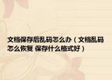 文檔保存后亂碼怎么辦（文檔亂碼怎么恢復(fù) 保存什么格式好）