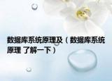 數(shù)據(jù)庫系統(tǒng)原理及（數(shù)據(jù)庫系統(tǒng)原理 了解一下）