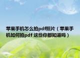 蘋果手機怎么拍pdf照片（蘋果手機如何拍pdf 這些你都知道嗎）