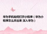 華為手機如何打開小程序（華為小程序怎么弄出來 深入華為）