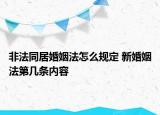非法同居婚姻法怎么規(guī)定 新婚姻法第幾條內容