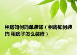 租房如何簡(jiǎn)單裝飾（租房如何裝飾 租房子怎么裝修）