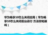 華為暢享10怎么關(guān)閉應(yīng)用（華為暢享10怎么關(guān)閉后臺運行 方法你知道嗎）