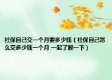 社保自己交一個(gè)月要多少錢（社保自己怎么交多少錢一個(gè)月 一起了解一下）