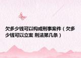 欠多少錢(qián)可以構(gòu)成刑事案件（欠多少錢(qián)可以立案 刑法第幾條）