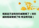 楊冪是不是和劉愷威復婚了（劉愷威和楊冪復婚了嗎 有沒有可能）