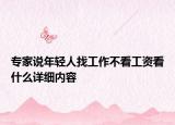 專(zhuān)家說(shuō)年輕人找工作不看工資看什么詳細(xì)內(nèi)容