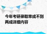今年考研錄取率或不到兩成詳細(xì)內(nèi)容