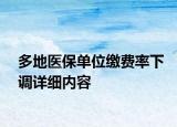 多地醫(yī)保單位繳費率下調(diào)詳細內(nèi)容