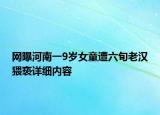 網(wǎng)曝河南一9歲女童遭六旬老漢猥褻詳細內(nèi)容