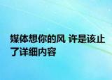 媒體想你的風 許是該止了詳細內容