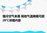 強(qiáng)冷空氣來襲 局地氣溫降幅可超20℃詳細(xì)內(nèi)容