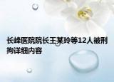 長峰醫(yī)院院長王某玲等12人被刑拘詳細(xì)內(nèi)容