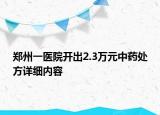 鄭州一醫(yī)院開出2.3萬元中藥處方詳細(xì)內(nèi)容